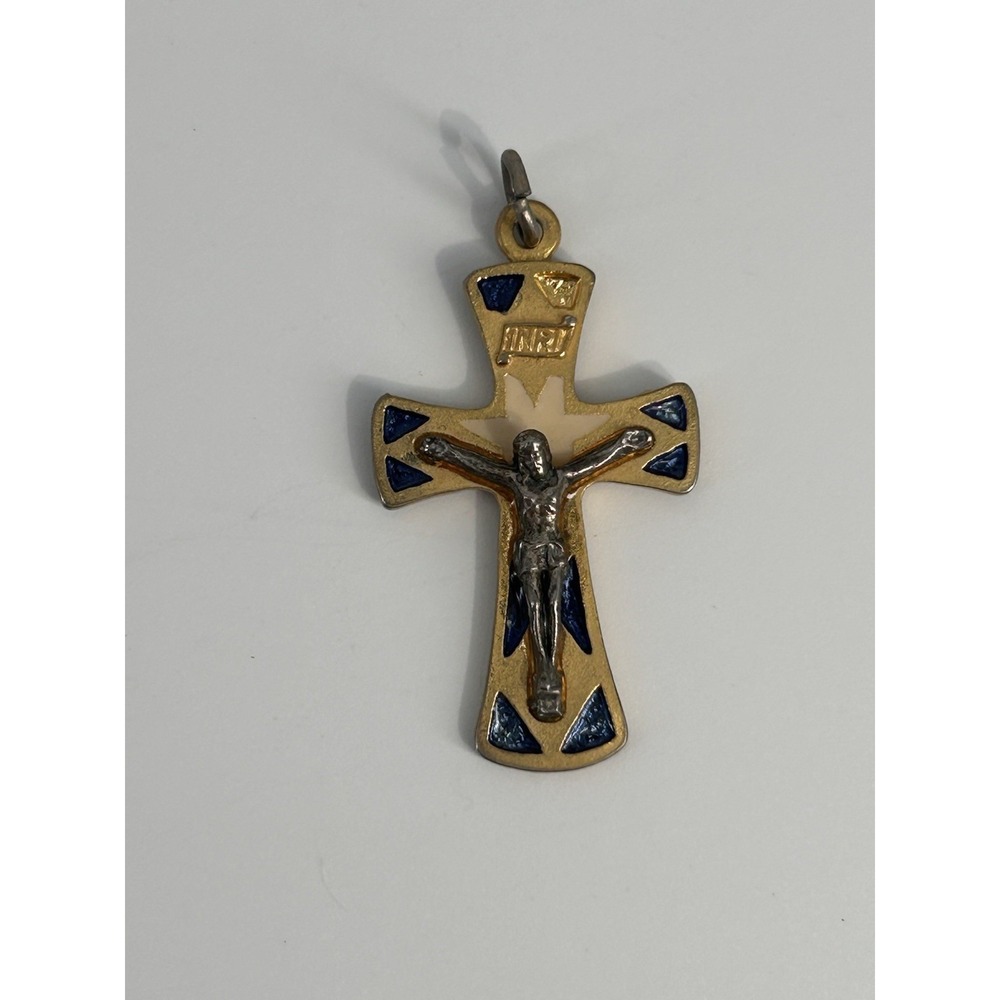 Vintage Gold Tone Crucifix‎ Pendant INRI